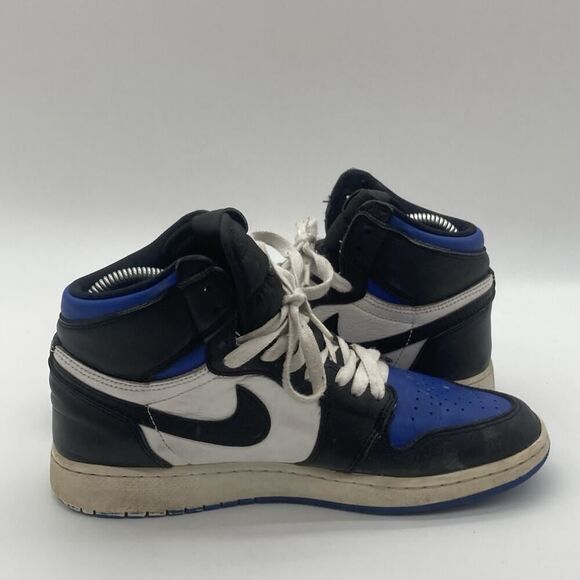Youth Size 7Y Gs Jordan 1 High Royal Toe Shoe Blue Black Nike Air Retro OG 2020 - Picture 6 of 9